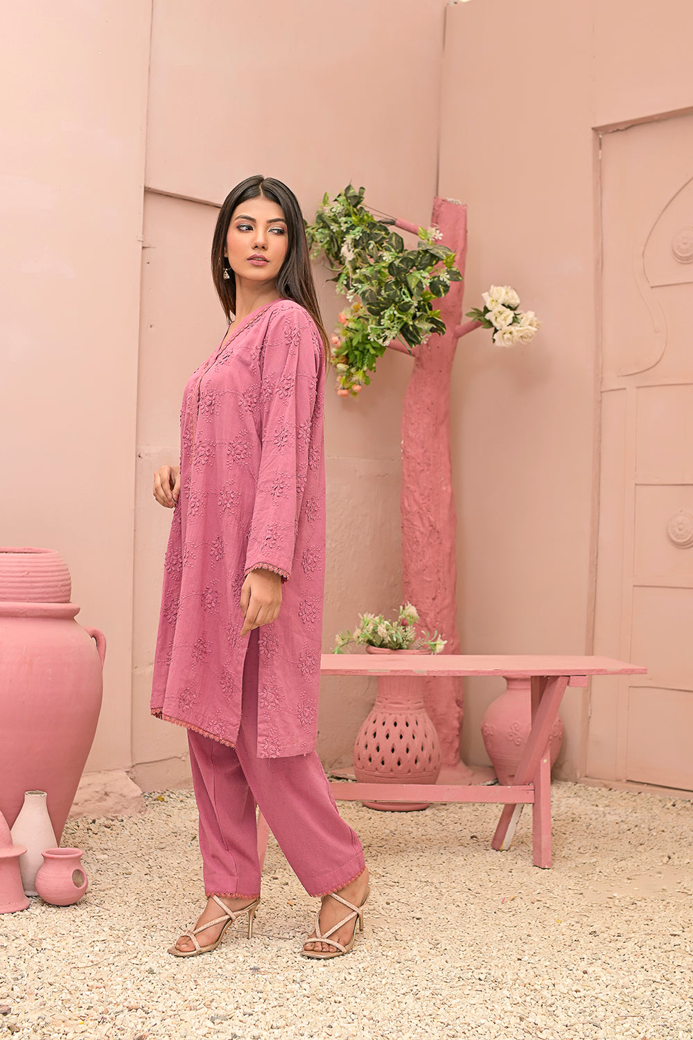 Chicken kari 2-piece embroidered work dress