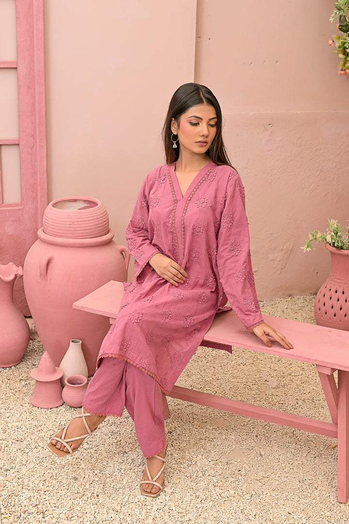 Chicken kari 2-piece embroidered work dress