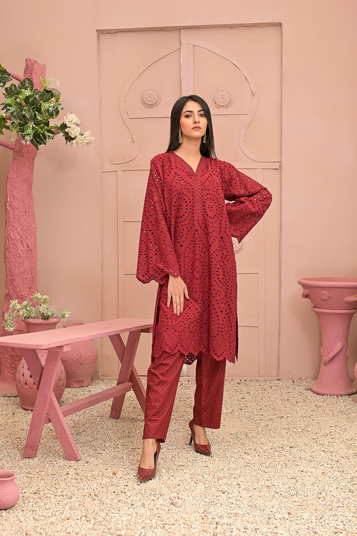 Chicken kari 2-piece embroidered work dress