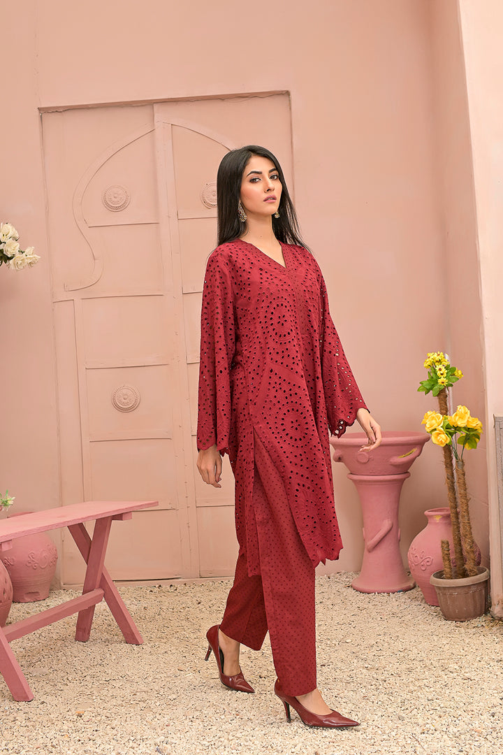 Chicken kari 2-piece embroidered work dress