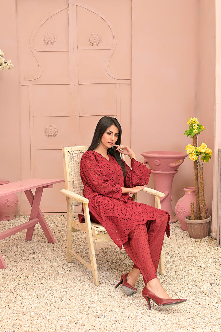 Chicken kari 2-piece embroidered work dress