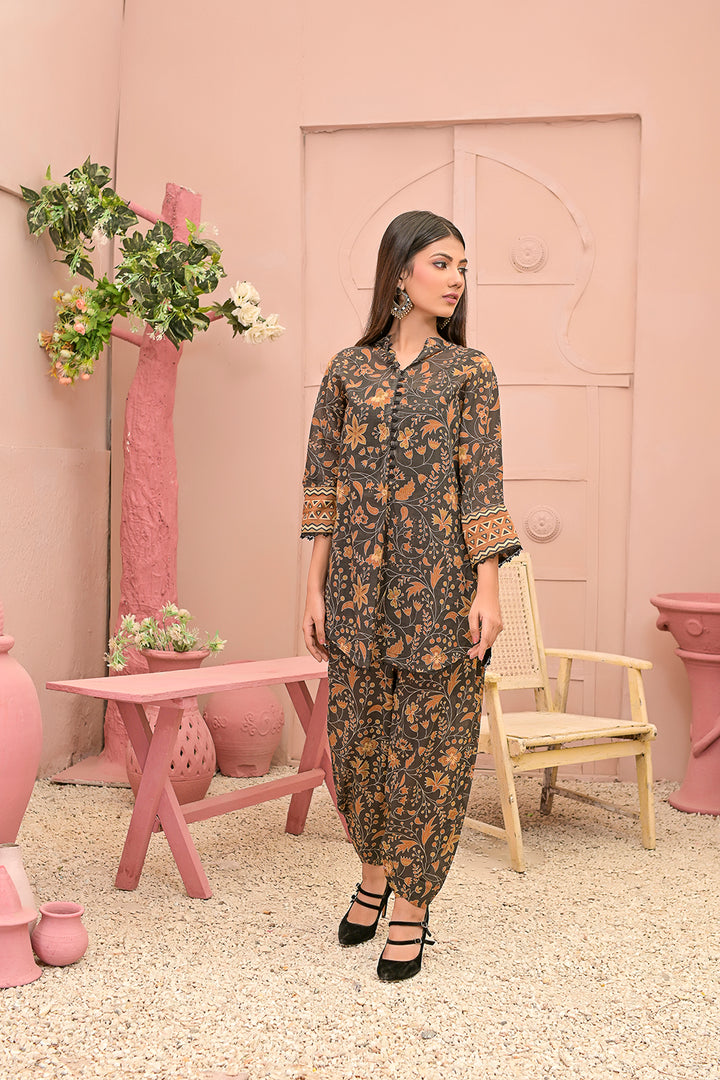 All-Over Print 2-Piece Lawn Cotton Dress