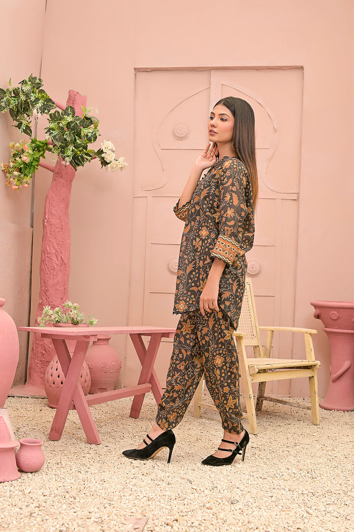 All-Over Print 2-Piece Lawn Cotton Dress