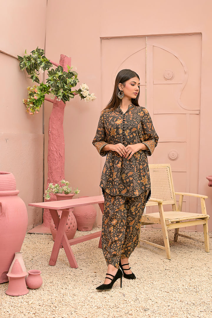 All-Over Print 2-Piece Lawn Cotton Dress