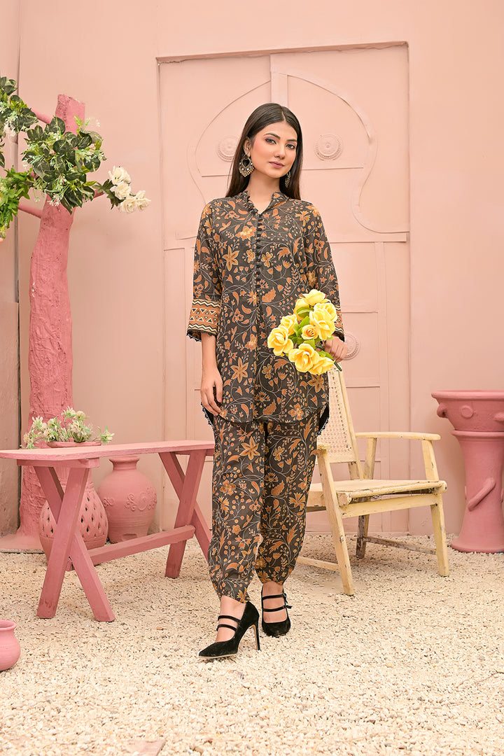 All-Over Print 2-Piece Lawn Cotton Dress
