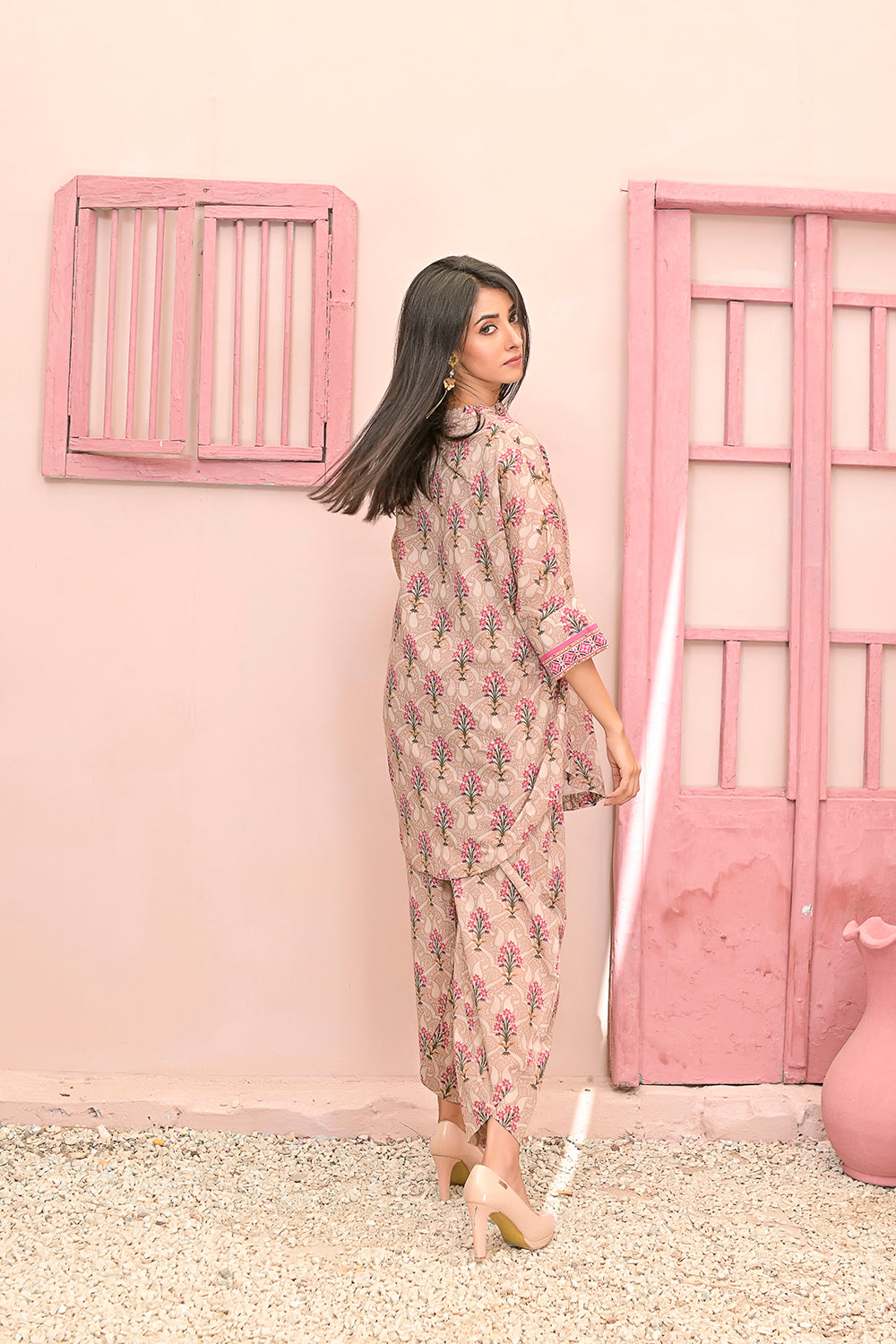 All-Over Print 2-Piece Lawn Cotton Dress