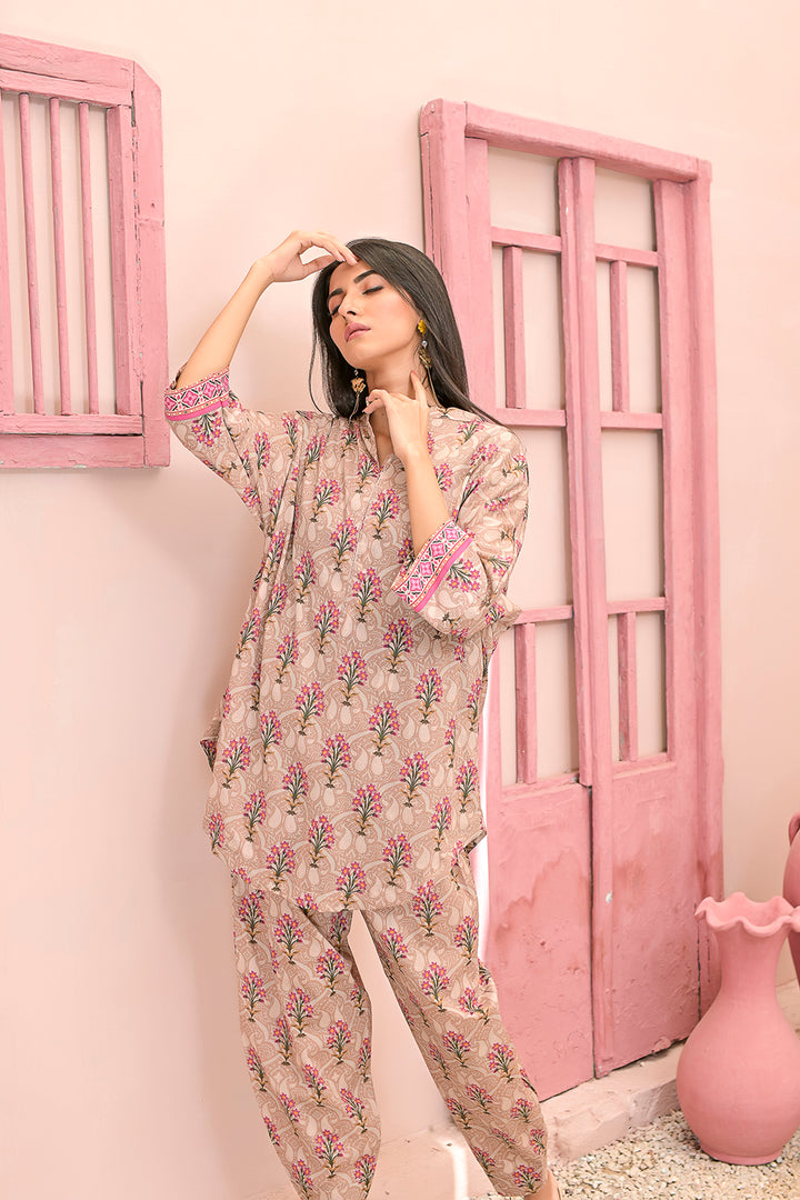 All-Over Print 2-Piece Lawn Cotton Dress