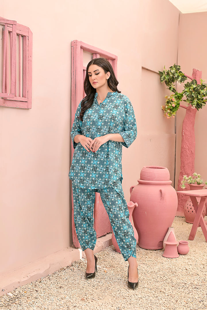 All-Over Print 2-Piece Lawn Cotton Dress