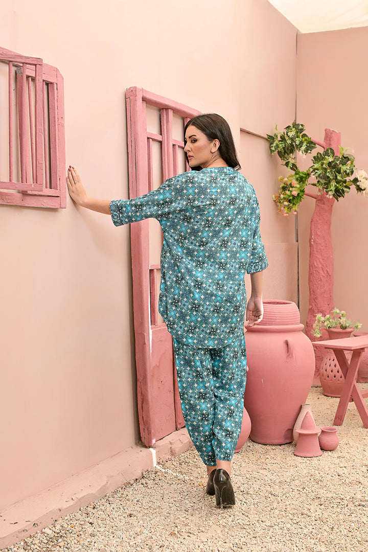 All-Over Print 2-Piece Lawn Cotton Dress
