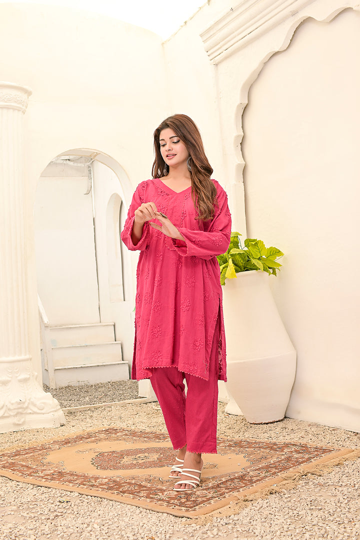 Chicken kari 2-piece embroidered work dress