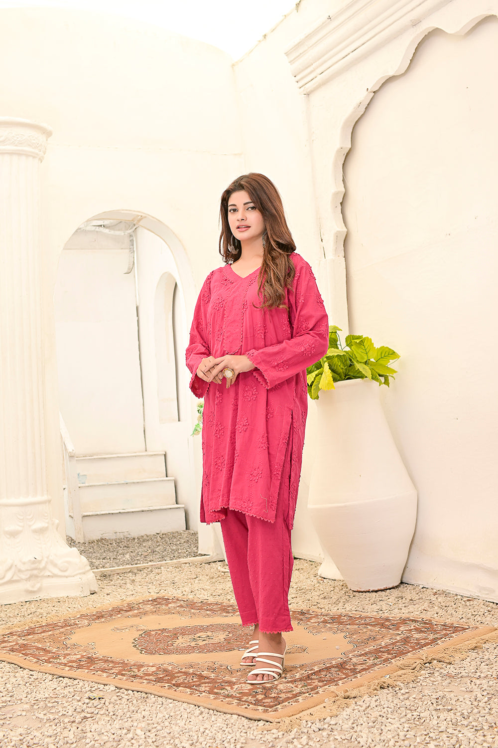 Chicken kari 2-piece embroidered work dress