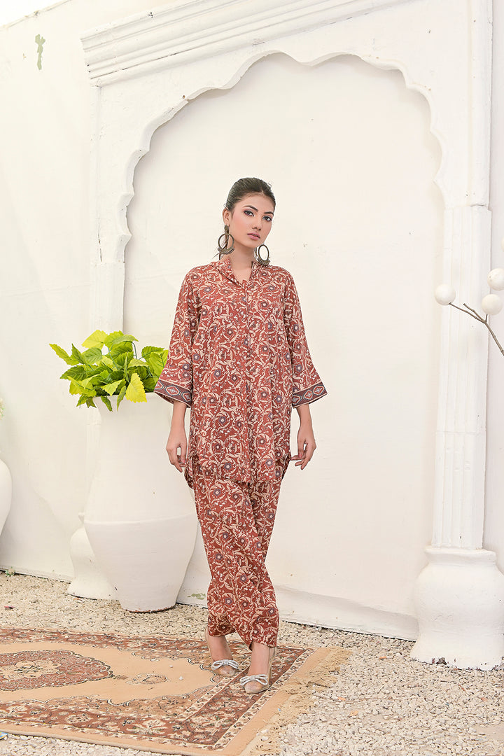All-Over Print 2-Piece Lawn Cotton Dress