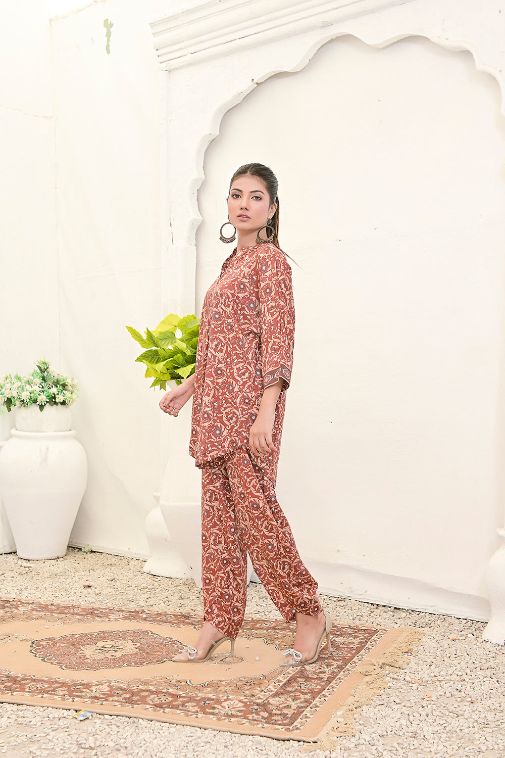 All-Over Print 2-Piece Lawn Cotton Dress