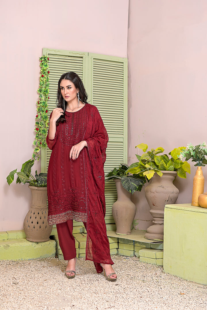 Embordered  3-piece Dresses