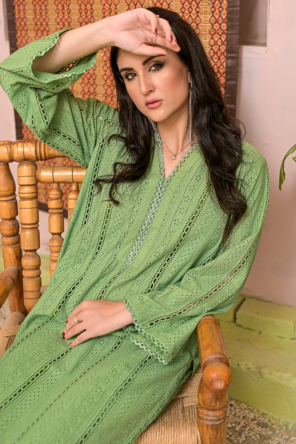 Chicken kari 2-piece embroidered work dress