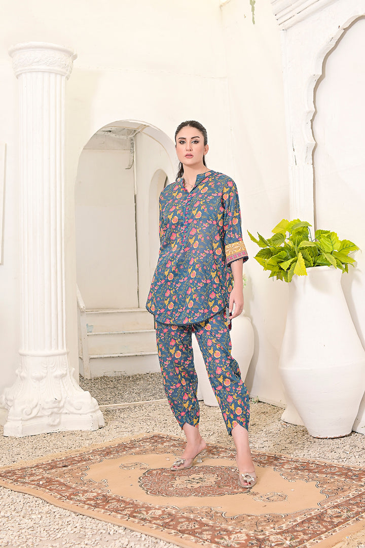 All-Over Print 2-Piece Lawn Cotton Dress