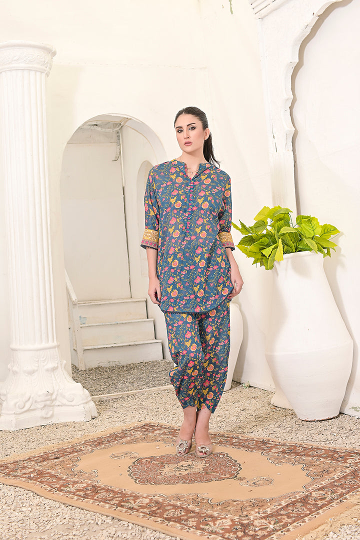All-Over Print 2-Piece Lawn Cotton Dress