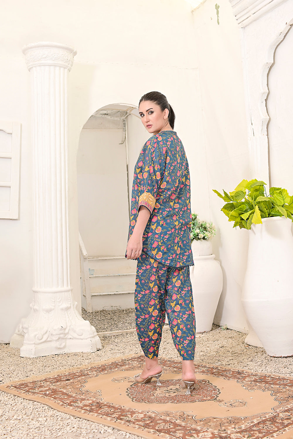 All-Over Print 2-Piece Lawn Cotton Dress