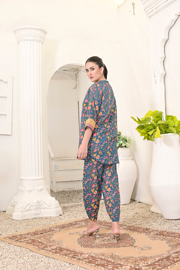 All-Over Print 2-Piece Lawn Cotton Dress