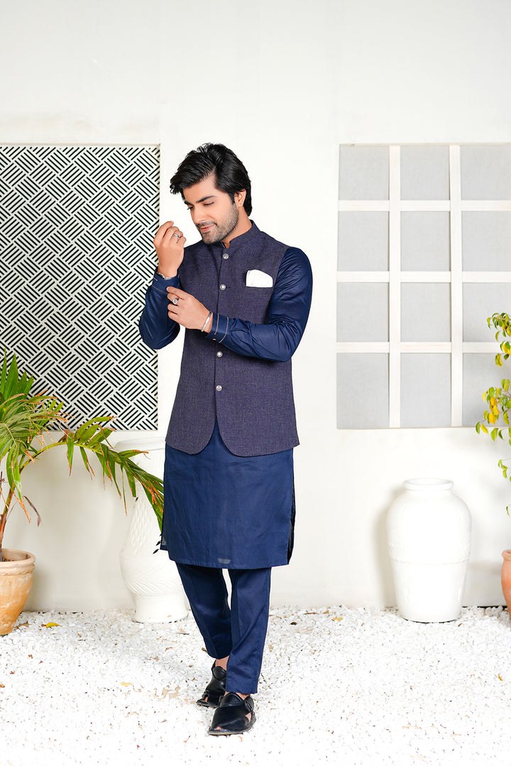 Navy Blue Plain Waistcoat