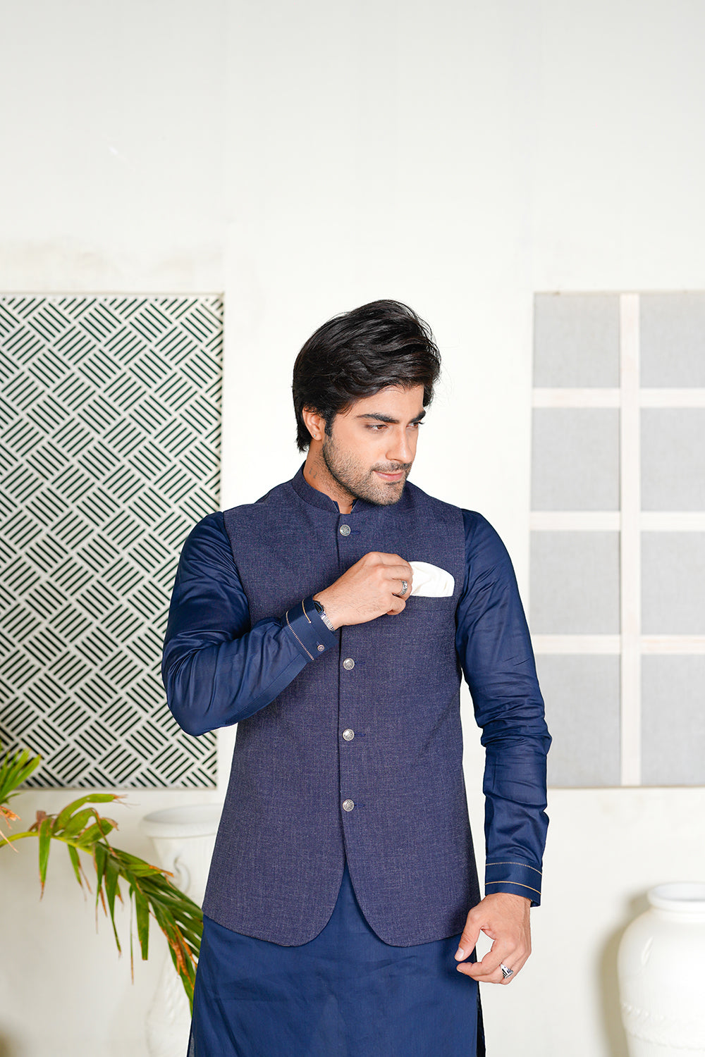 Navy Blue Plain Waistcoat