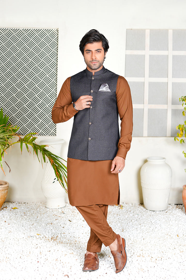Charcoal Grey Plain Waistcoat