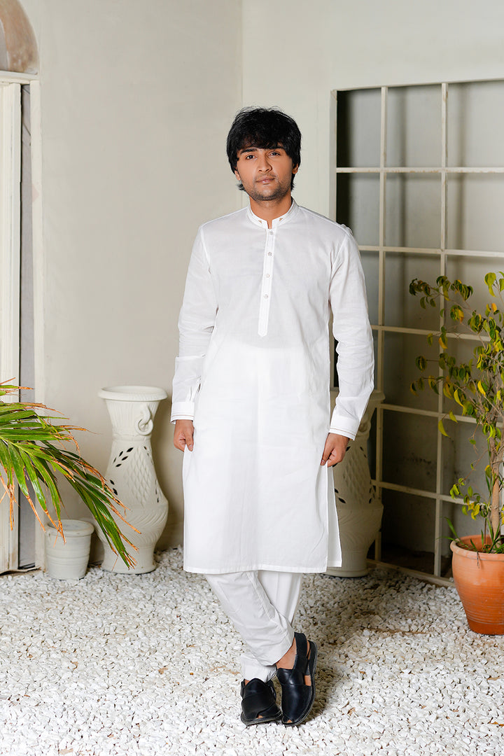 White Cotton Kurta Trouser