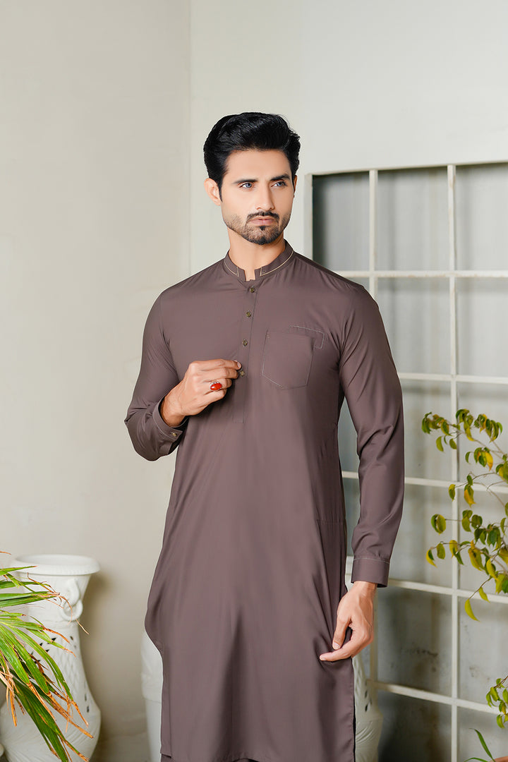 Brown Lawn Kurta Trouser
