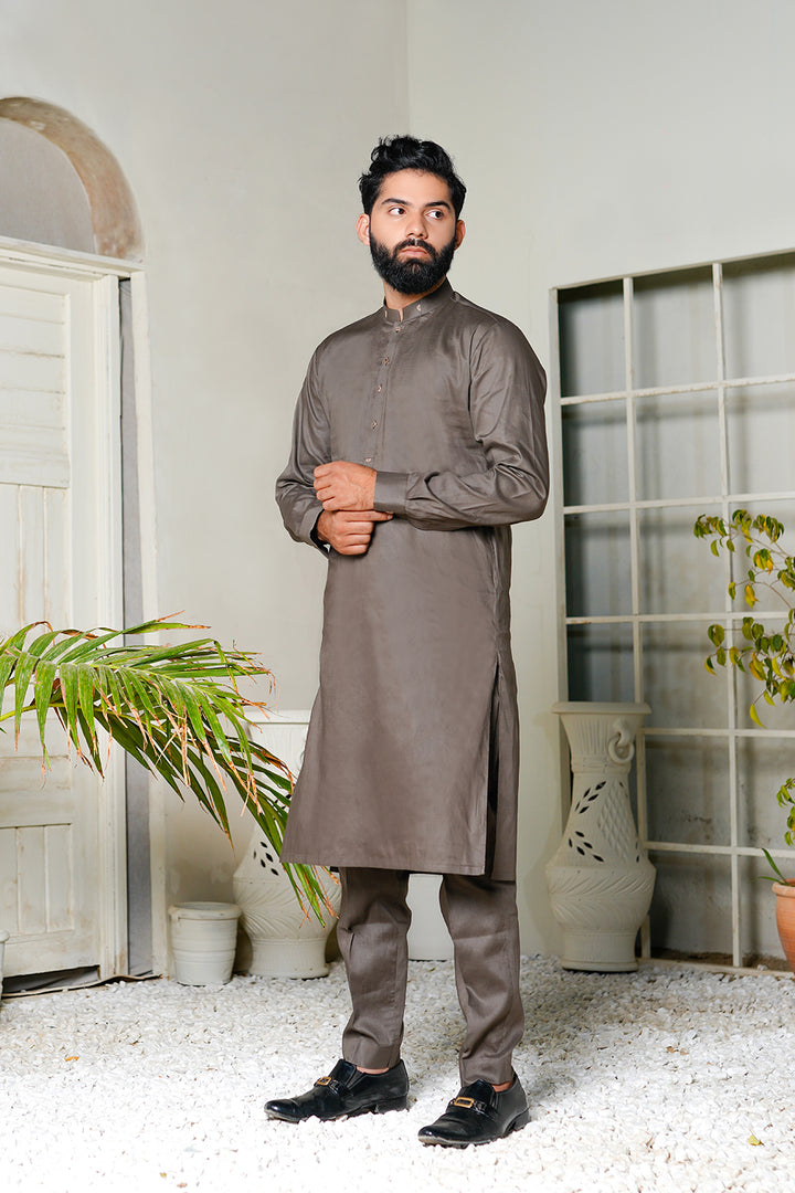Charcoal gray cotton Kurta Trouser
