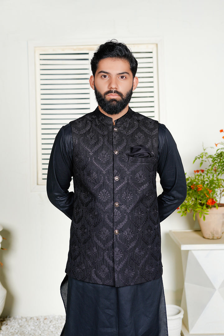 Black Embroidered Waistcoat