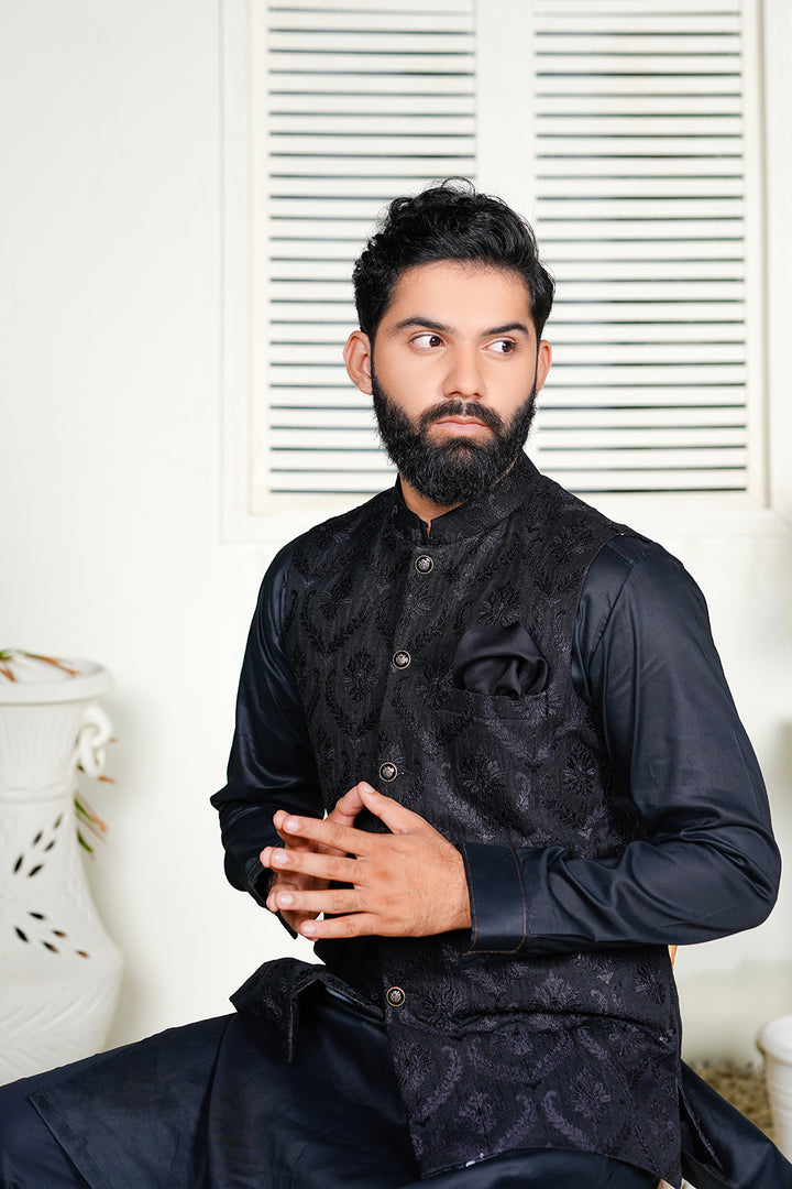 Black Embroidered Waistcoat