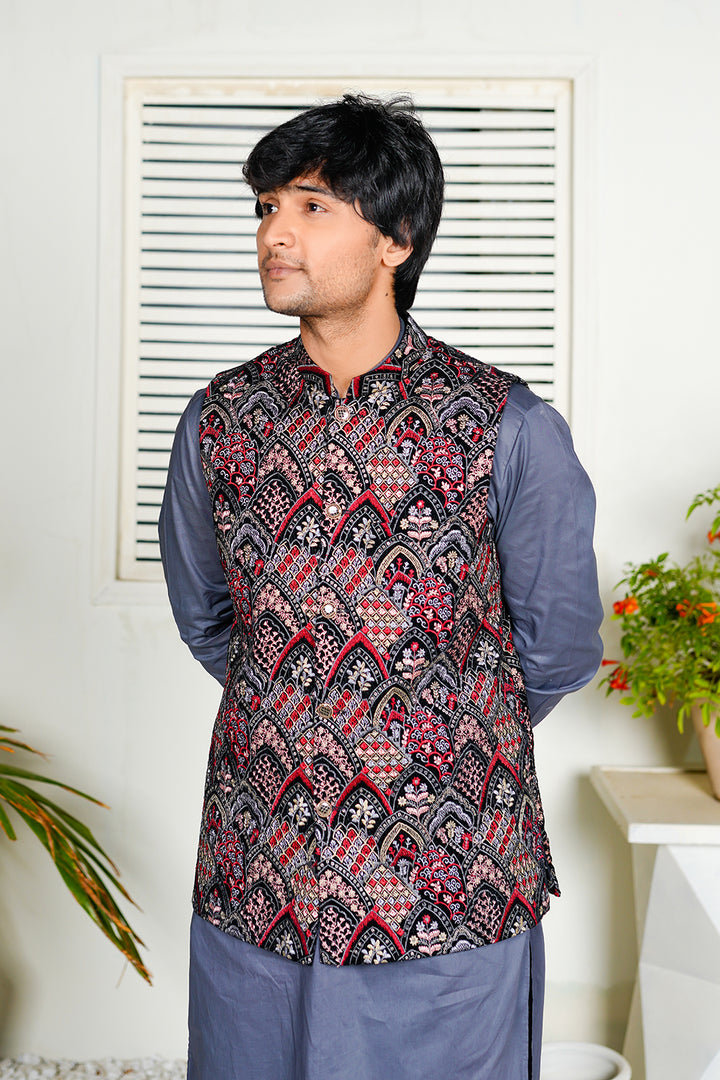 Multicolor Embroidered Waistcoat