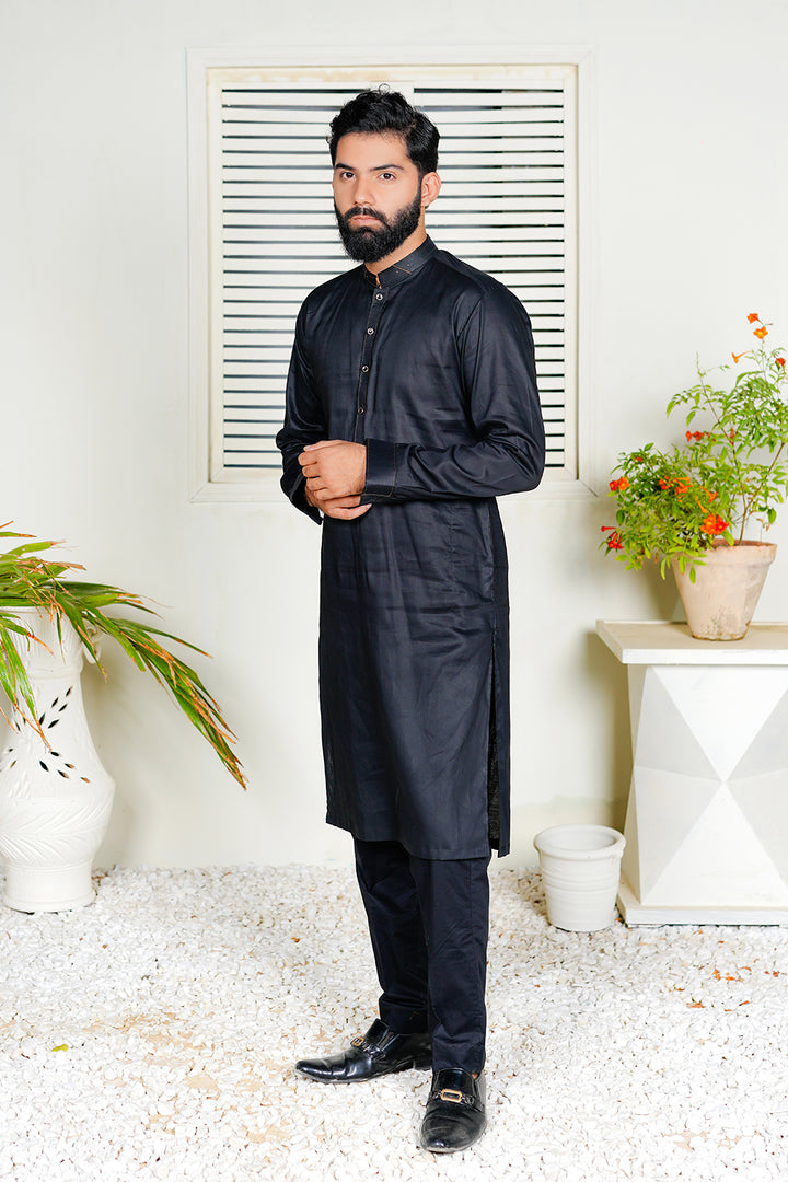 Black Cotton Kurta Trouser