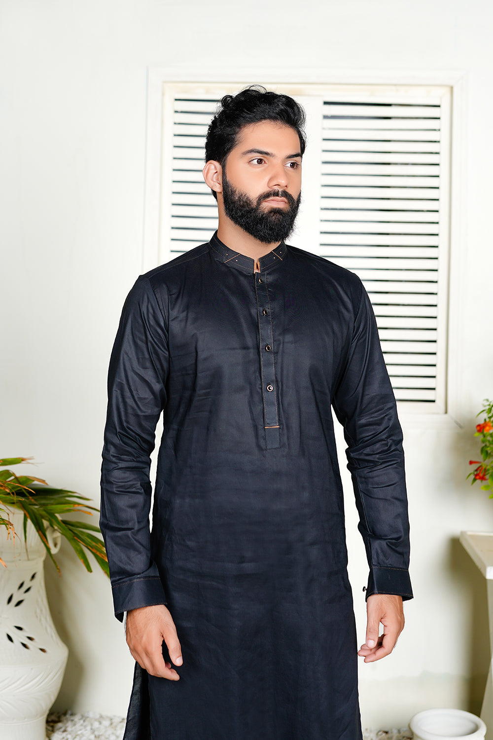 Black Cotton Kurta Trouser