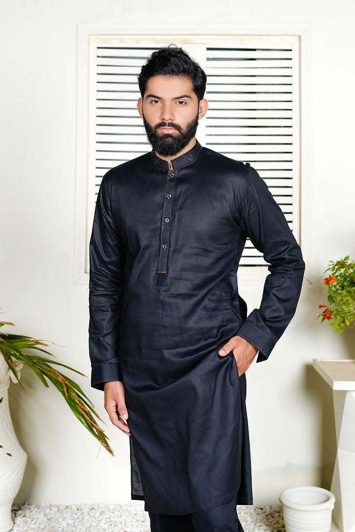 Black Cotton Kurta Trouser