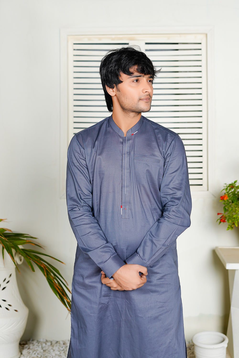 Gray Cotton Kurta Trouser