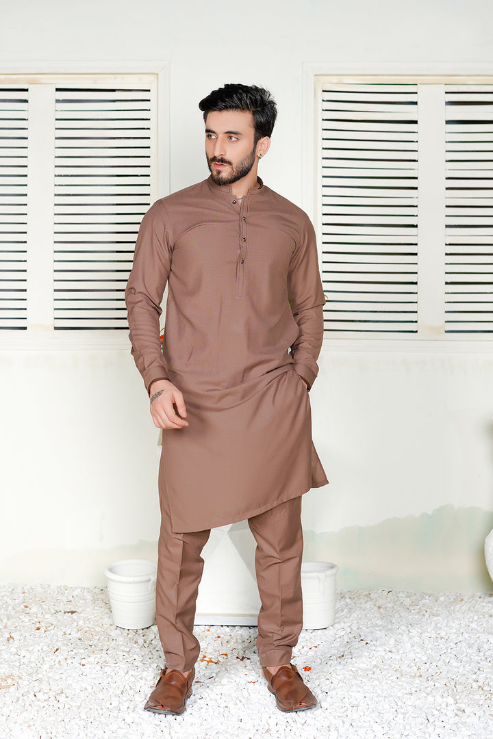 Brown shamray Lawn Kurta Trouser