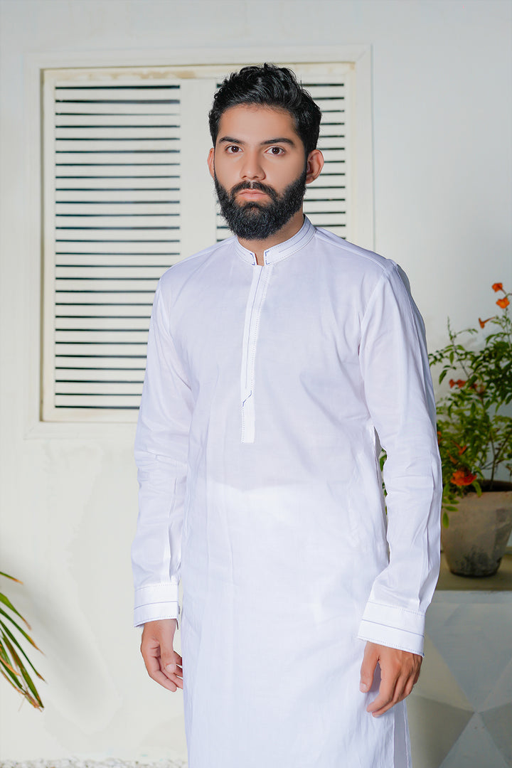 White cotton Kurta Trouser