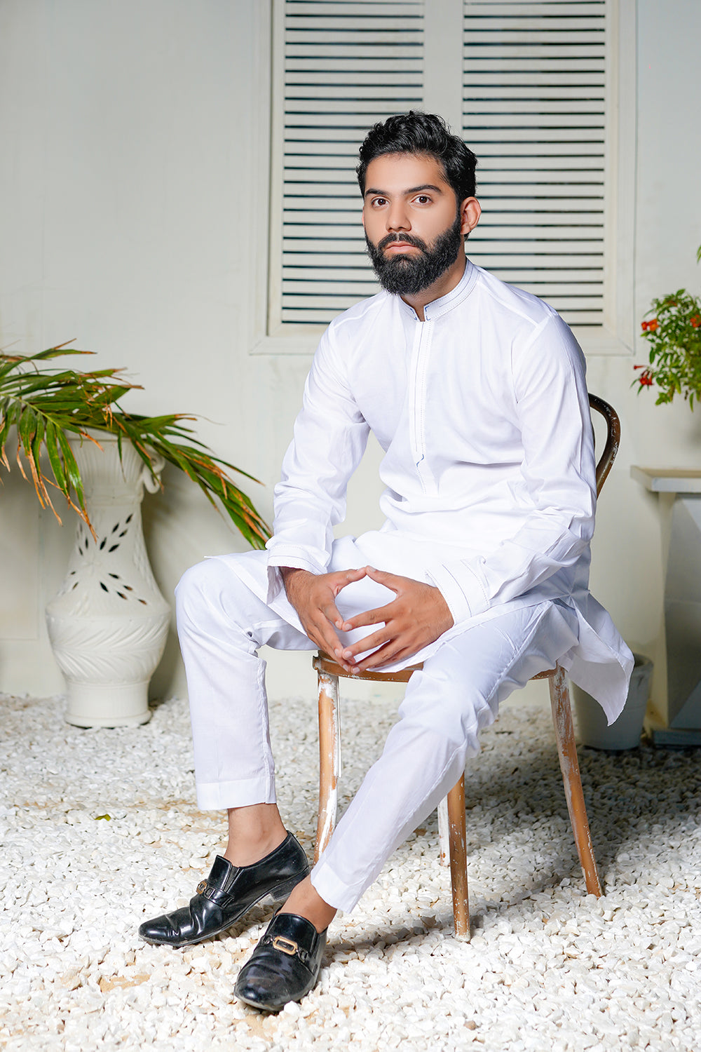 White cotton Kurta Trouser