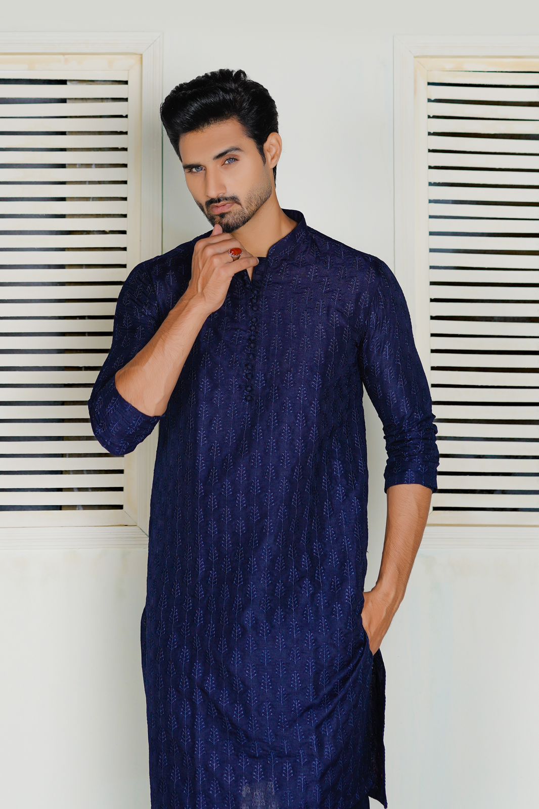 Blue Embroidered Lawn Kurta Trouser