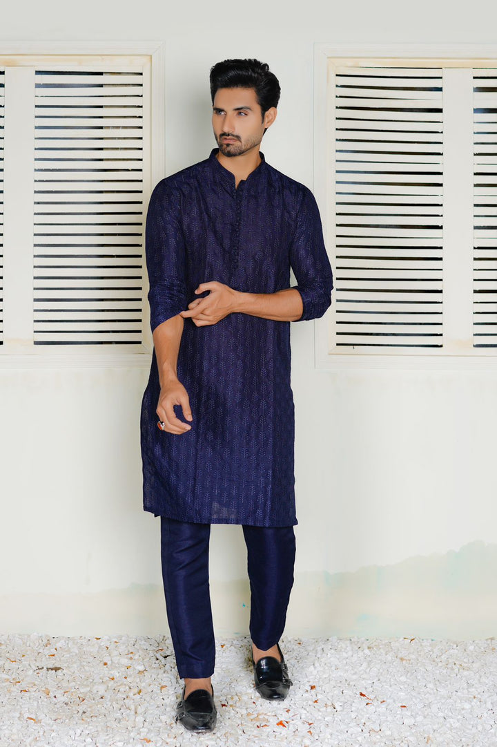 Blue Embroidered Lawn Kurta Trouser