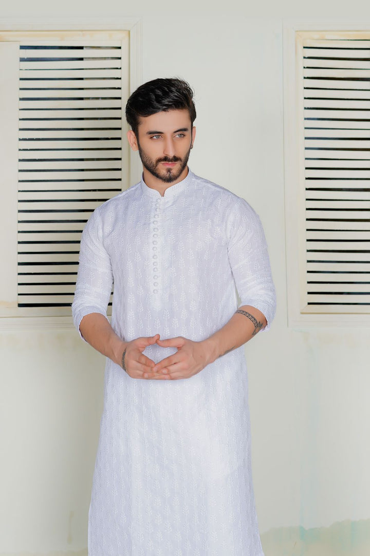 White Embroidered  Lawn Kurta Trouser