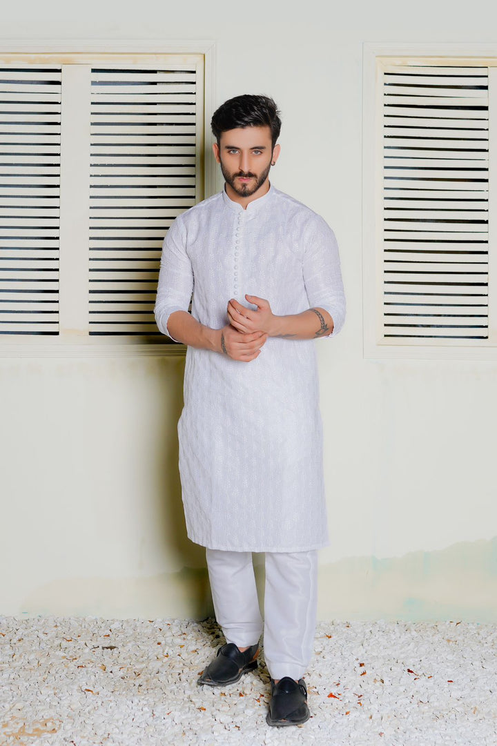 White Embroidered  Lawn Kurta Trouser