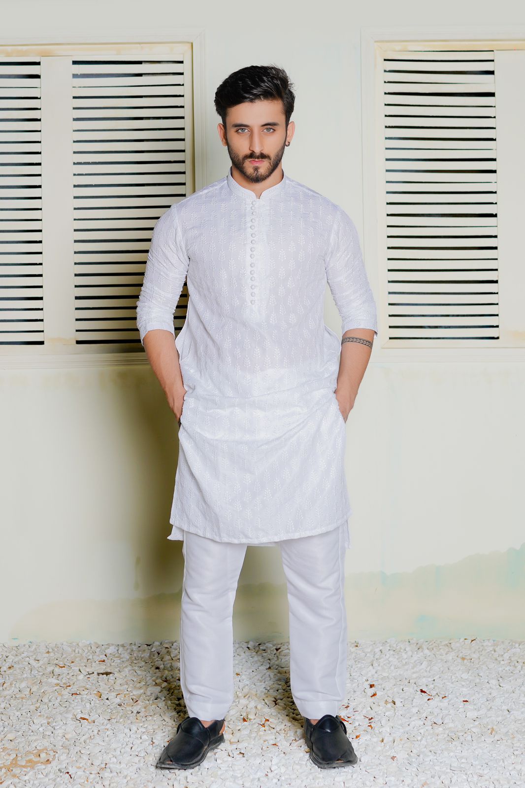 White Embroidered  Lawn Kurta Trouser