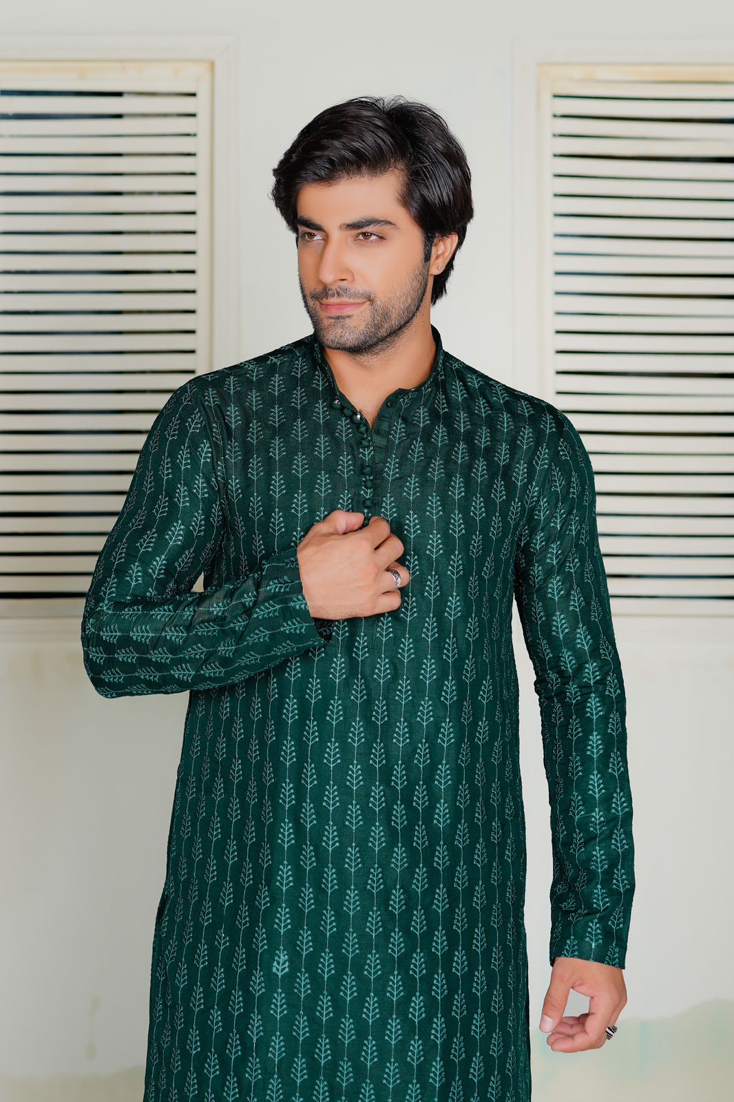 Green Embroidered Lawn Kurta Trouser