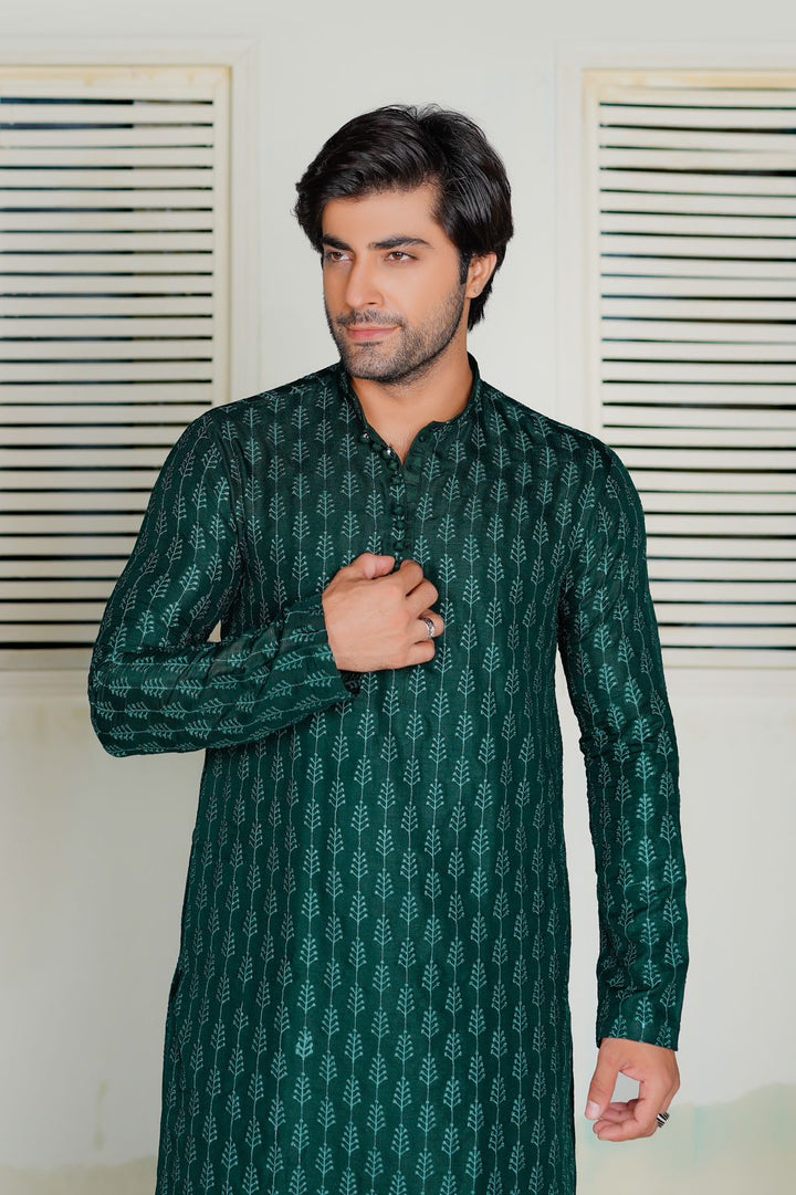 Green Embroidered Lawn Kurta Trouser