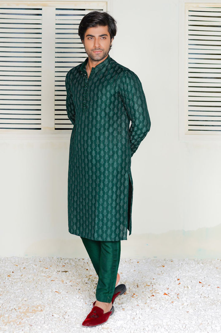 Green Embroidered Lawn Kurta Trouser
