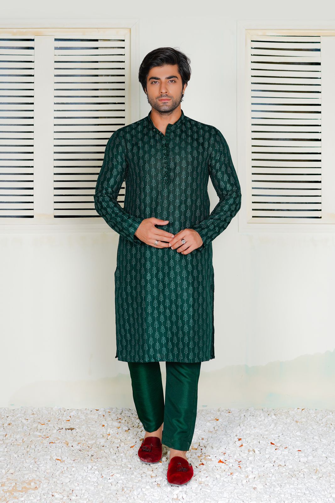 Green Embroidered Lawn Kurta Trouser