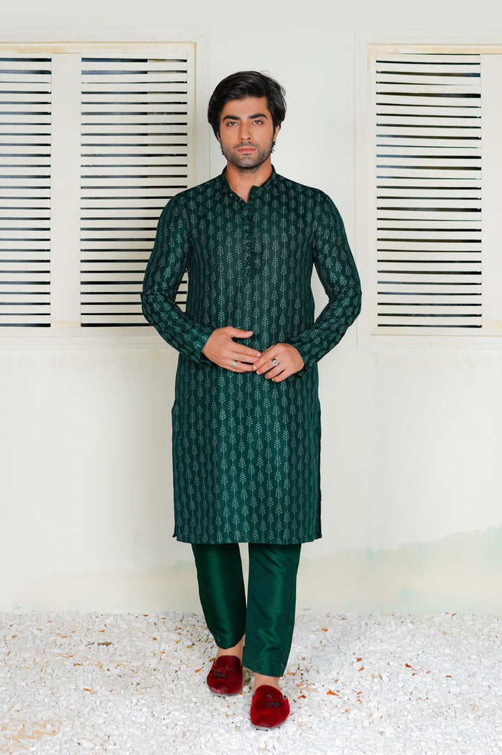Green Embroidered Lawn Kurta Trouser