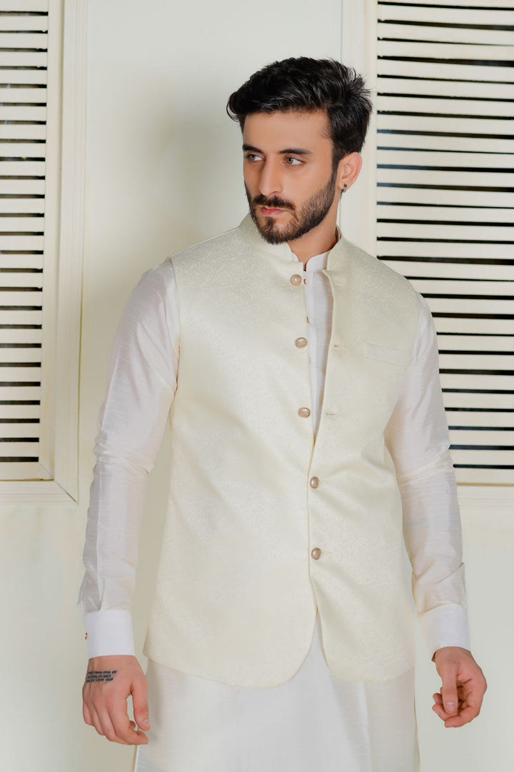 Offwhite Embroidered Waistcoat